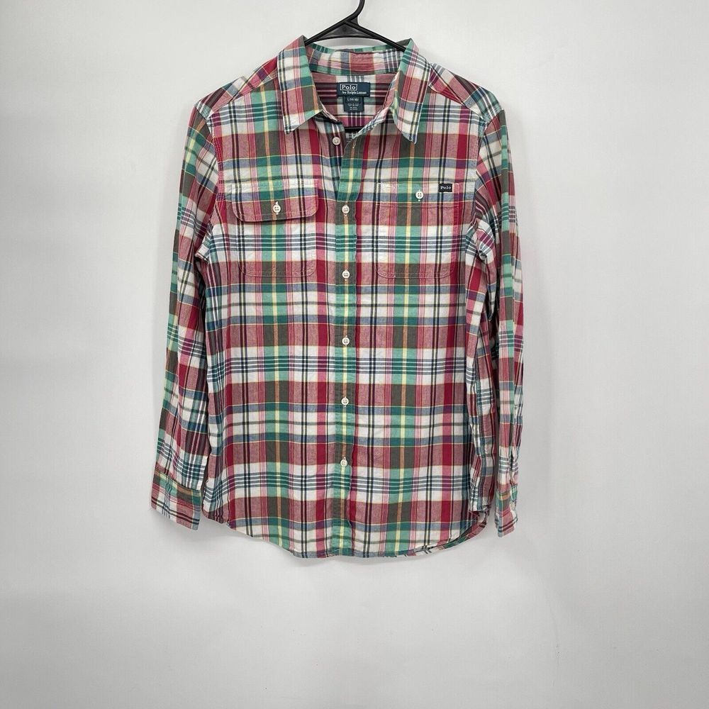 Polo Ralph Lauren L 14-16 Plaid Button Down Kids Multicolor Long Sleeve Shirt
